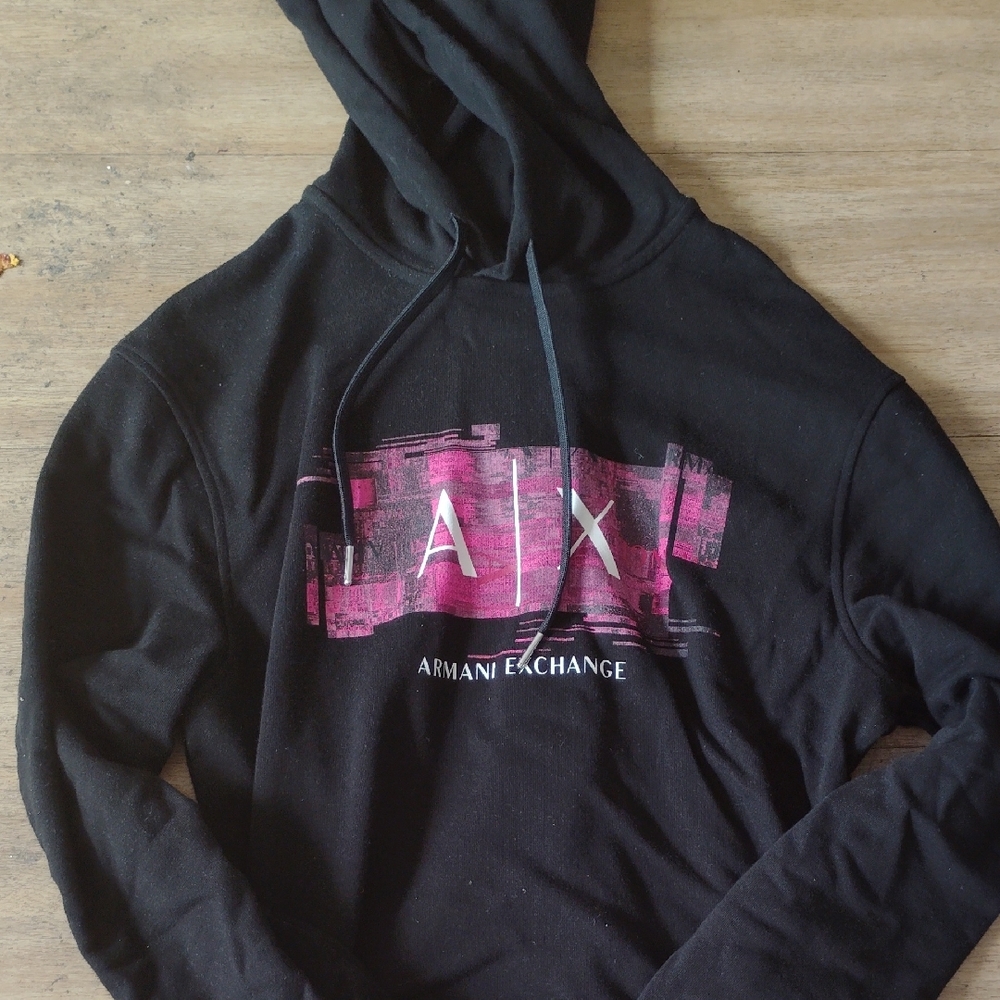 Armani Exchange Black and Pink Graphic Sweater
